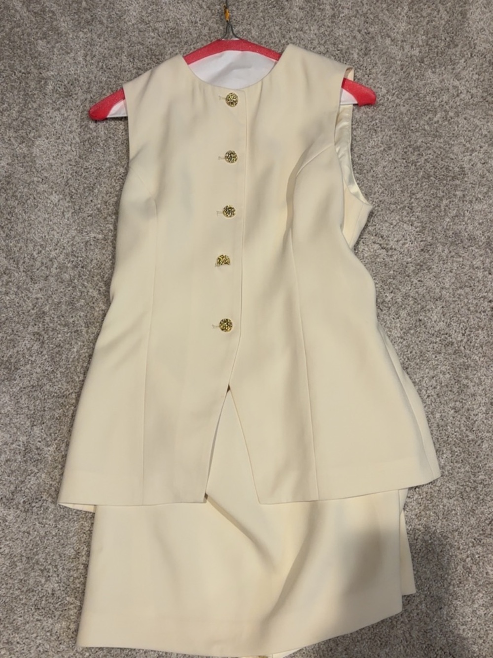 Astr Sleeveless Ivory Button-Front Mini Dress/Romper with Gold Accents - Picture 2 of 2